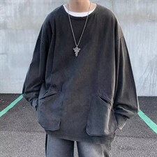 秋季水洗做旧圆领打底衫卫衣潮流牌高街ins宽松t恤男T1351-P40，男装卫衣，星座512-2