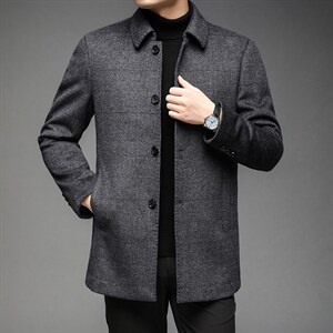 2023秋冬季毛呢羊毛大衣男翻领中长款外套风衣男装DS81051-P285，男装毛呢大衣，电商B212（原钱塘6029）