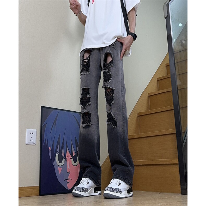 美式ins高街小众hiphop夏季破洞牛仔裤货号K729P60,男装牛仔裤,电商A063