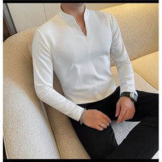 2025春秋季长袖T恤男士商务休闲V领T恤男上衣通勤打底衫男，男装T恤，星座506A