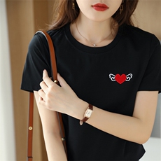 夏季冰丝丝光棉短袖女宽松休闲百搭上衣新款透气吸汗显瘦ins潮，女装T恤，元素羊绒