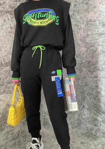 【现货】春季新款假两件式彩色印花卫衣，女装卫衣/绒衫，多来