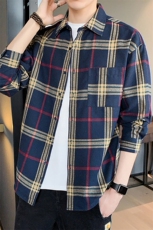 男士格子外套长袖衬衫宽松日系潮流上衣2021春秋季DF01T，男装衬衫，电商A102