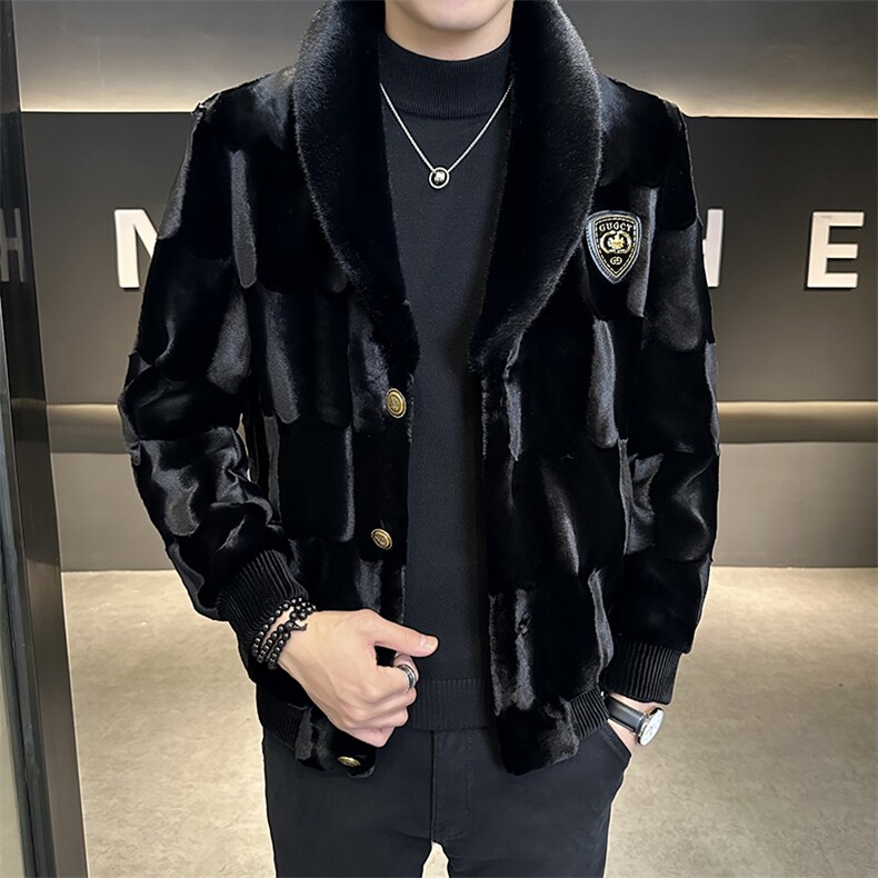 冬男商务休闲夹克金貂绒外套中年时尚保暖上衣爸爸装ZX8908-P245图片