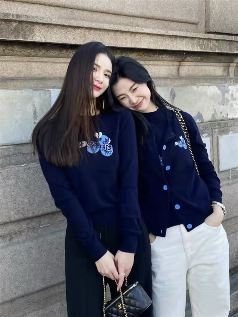 2025年秋季通勤单件长袖蓝莓提花套头休闲/淑女,女装羊毛衫,百纯羊绒