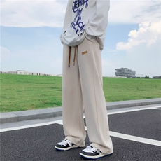 夏季薄款小众设计感垂感休闲运动裤美式复古墨绿色裤子K4257-P35，男装休闲裤，星座512-2