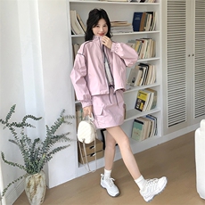 时尚休闲运动风套装女春季2025年新款宽松外套抽绳半身裙两件套潮，女装套装/套裙，2C236