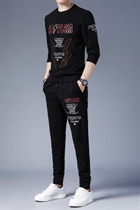 春秋季男士长袖t恤男2023年中青年休闲运动套装春季男装两件套潮图片