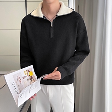 轻熟风~早秋新款拼色高领毛衣开衫新M066/P85，男装针织衫/毛衣，电商B331