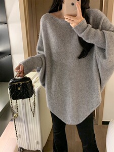 慵懒风宽松粗针蝙蝠袖毛衣女秋冬短款韩版宽松显瘦图片