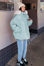 现货大货数据双11主推4色大毛领棉衣M558，女装棉衣/棉服，金十上