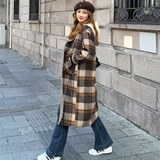 2024冬季新款中长款牛角扣双面呢羊毛大衣，女装双面呢大衣，天丝秀