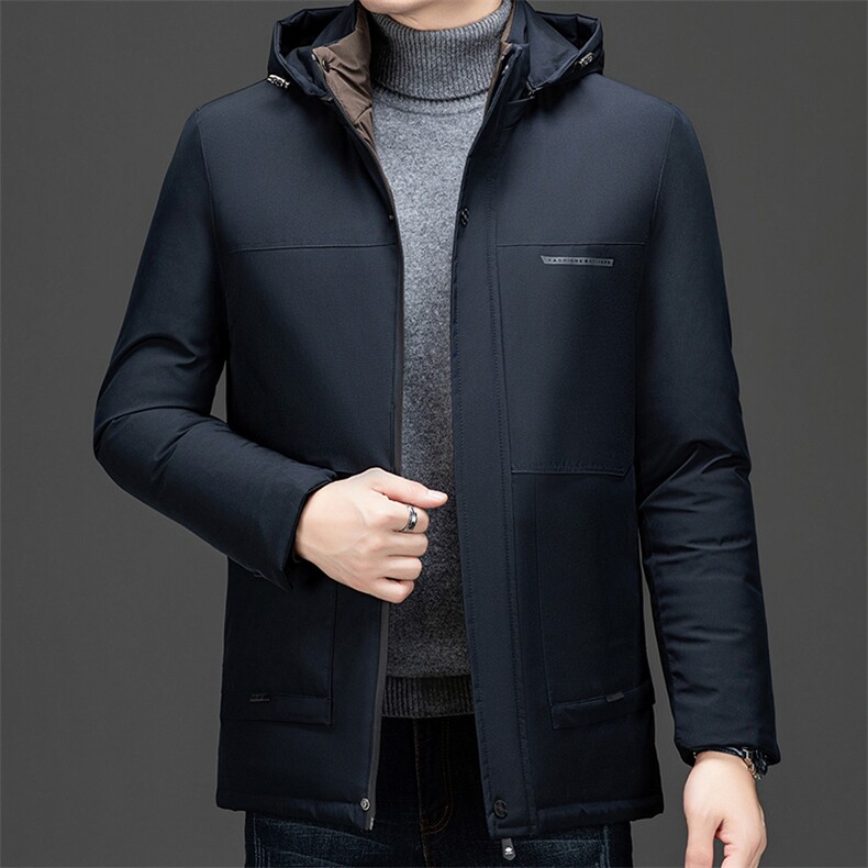 冬季棉衣休闲加厚保暖棉服中长款爸爸装可脱卸帽商务棉袄大码男,男装棉衣,钱塘6003（原4033）