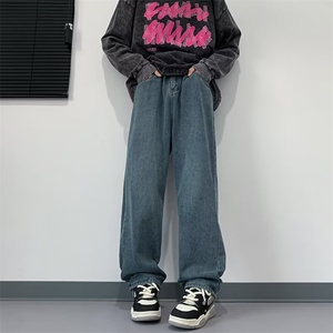牛仔裤男宽松直筒阔腿裤ins高街垂感拖地裤潮牌大码长裤RK948-P40图片