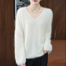 新款V领灯笼袖时尚百搭休闲风,女装针织衫/毛衣,浩晟纯山羊绒,清河羊绒市场 新款V领灯笼袖时尚百搭休闲风,女装针织衫/毛衣,浩晟纯山羊绒,清河羊绒市场