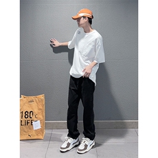 B221美式ins高街暗黑小众情侣毛巾绣直筒牛仔裤LK23021-P65控88，男装牛仔裤，电商B221