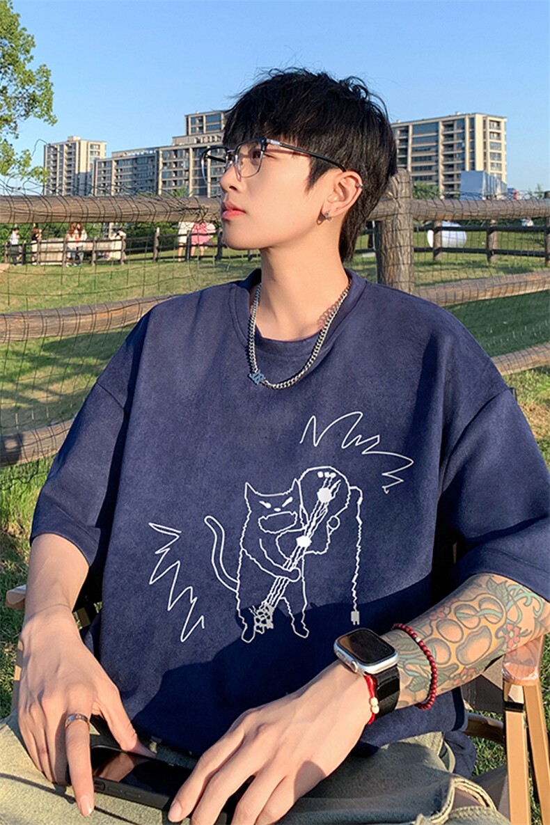 量大优供视频重磅麂皮绒短袖T恤男JPDX234-特P19,男装T恤,电商B367