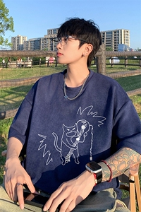 量大优  供视频  重磅麂皮绒短袖T恤男 JPDX234-特P19图片