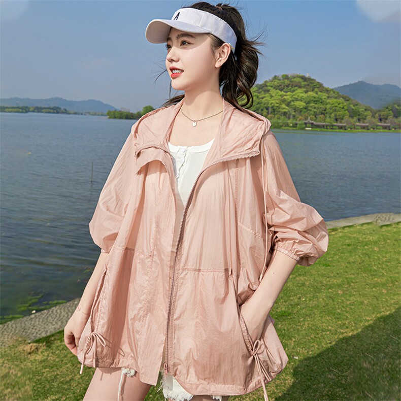连帽防晒衣女2025夏季新款连帽宽松轻薄透气时尚漂亮防晒服短外套,女装短外套,蝶眷