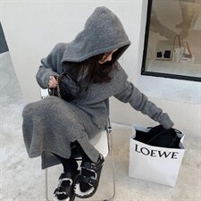 连帽针织开衫套装，女装职业装，XTZ style