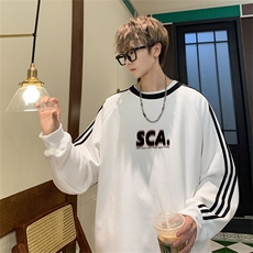 美式三杠条纹复圆领卫衣秋冬男女宽松长袖SW2481-P45控6850棉，男装卫衣，电商B370