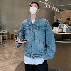 美式水洗复古设计感牛仔外套男春秋季高街痞帅高级感夹克外套，男装夹克，星座716-3