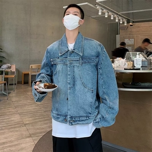美式水洗复古设计感牛仔外套男春秋季高街痞帅高级感夹克外套图片