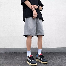 凉感牛仔短裤男士夏季薄款宽松直筒休闲潮牌青少年冰丝五分裤男款，男装牛仔裤，星座1013