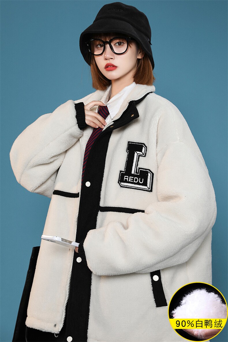 冬装中性风羊羔绒时尚外套加绒加厚羽绒服男女8103-P185控价258,男装羽绒服,电商A441-1