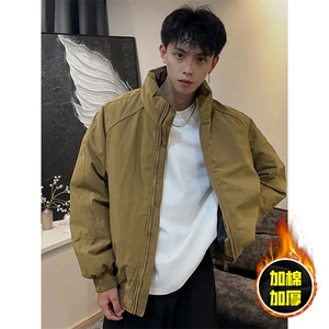 现货美式高街休闲棉衣夹克三防立领纯色户外工装加厚棉服外套图片