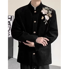 春秋新中式重工刺绣玉兰花中山装西服外套男复古痞帅西服XFC22，男装西服，星座1116A（原606A-3）