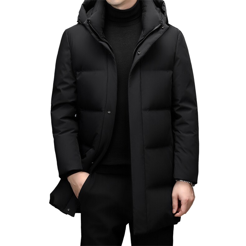 羽绒服男连帽加厚保暖休闲冬季中年男装鸭绒外套中长款爸爸外套,男装羽绒服,钱塘6003（原4033）