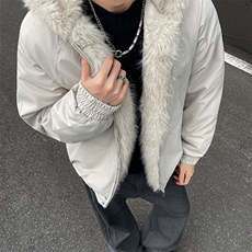 现货高品质美式高街冬季重磅硬挺短款座山雕毛领棉衣男女加厚外套，男装棉衣，电商A486