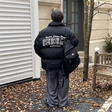 美式复古设计感拼接格子棉服宽松假两件防风翻领加厚面包服外套，男装棉衣，星座410-6（原星座1304-1）