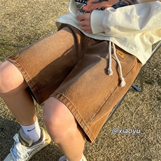 胖胖哥大码休闲牛仔短裤男夏季宽松阔腿五分裤工装痞帅美式中裤子，男装牛仔裤，星座512A（原616）