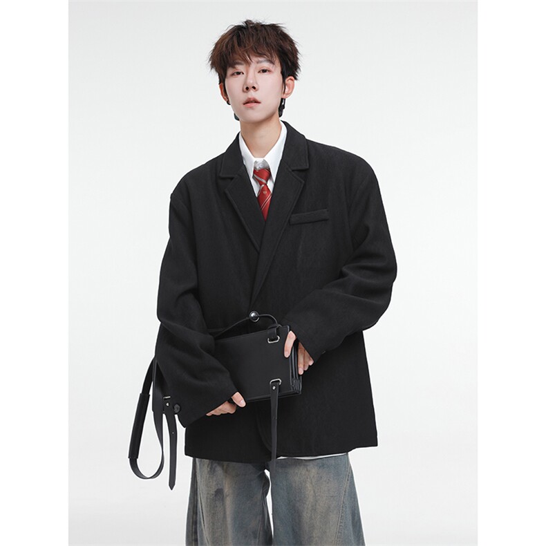肌理感休闲西装外套男秋季高级感平驳领宽松西服B289-X8203-特90,男装西服套装,电商B289