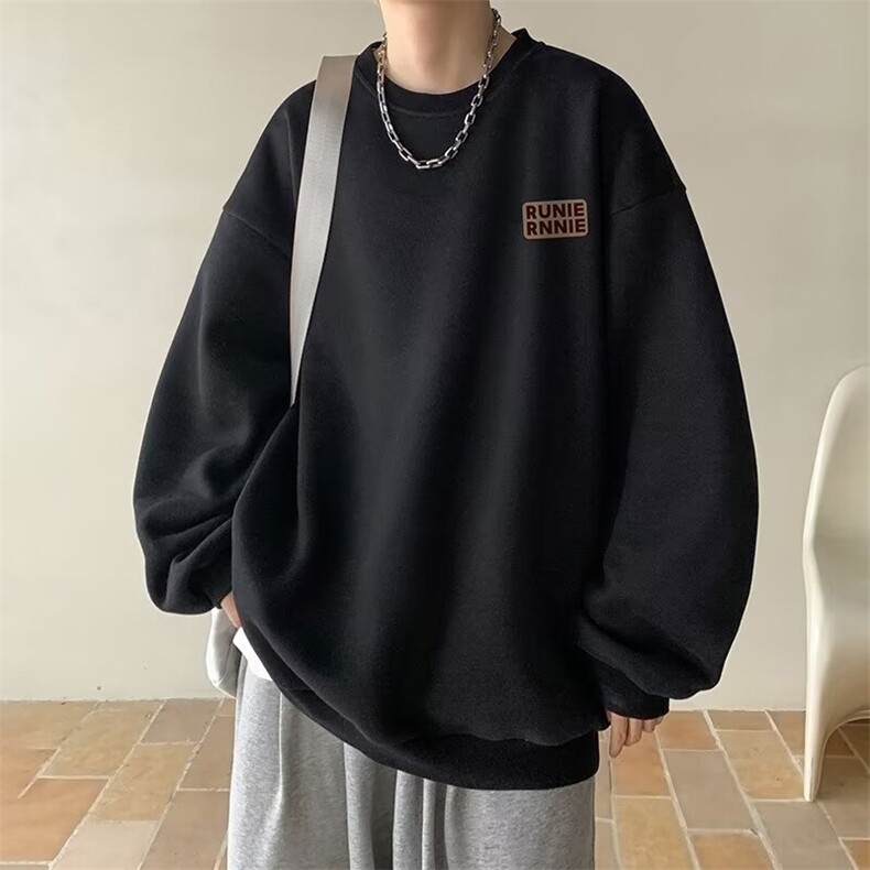 圆领卫衣男士春秋季2025新款美式高街重磅加绒休闲上衣服男款,男装卫衣,星座1210-1