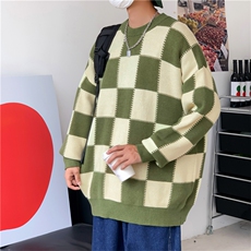 棋盘格毛衣男冬季新款英伦风针织衫宽松圆领羊毛衫男士MY0908-P45，男装针织衫/毛衣，星座308B-1