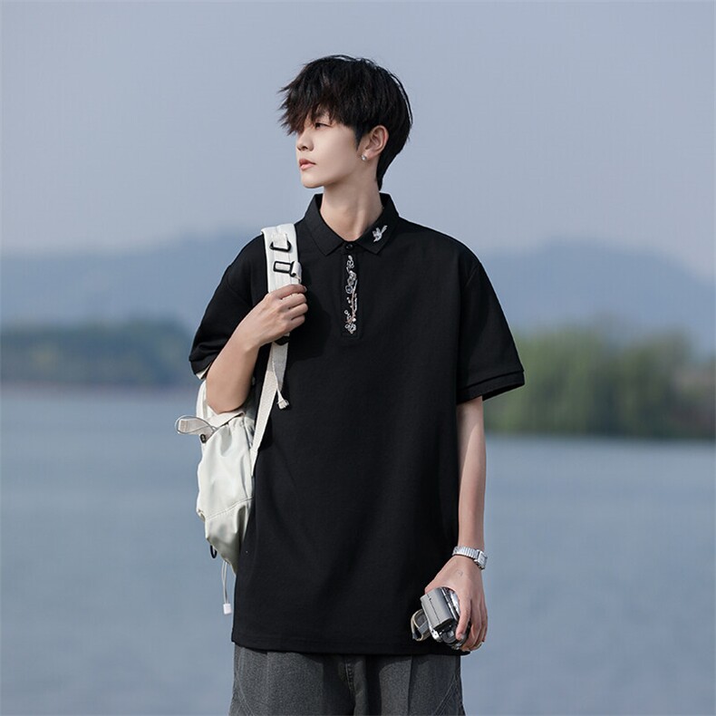 M-8XL夏季新款刺绣纯棉短袖翻领POLO衫2516-P40.45（控69）,男装Polo衫,星座109-1