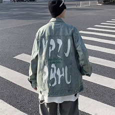 美式复古重工水洗牛仔夹克外套男女春季新款高级感上衣潮，男装夹克，星座716-3