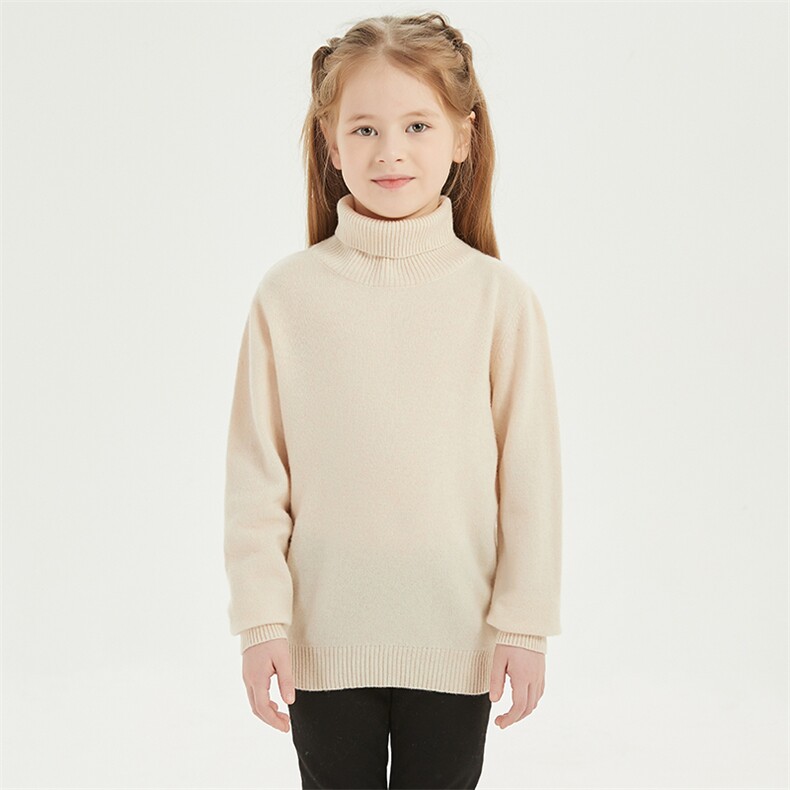 时尚儿童羊毛衫高翻领保暖秋冬新款纯色简约百搭舒适,童装儿童羊毛衫,恒业羊绒