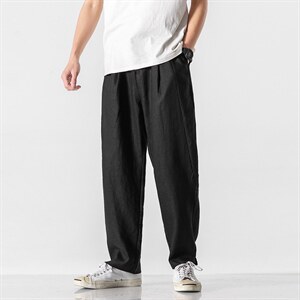 亚麻裤男纯色百搭潮流束脚裤A221/K318图片