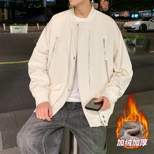 AJ220-P85冬季加绒加厚棒球领飞行夹克防风防水棉衣外套图片