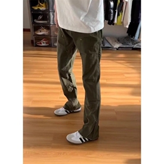 现货~军绿色修身侧拉链牛仔裤伐木裤子微喇工装裤KZ7773P65，男装牛仔裤，星座908