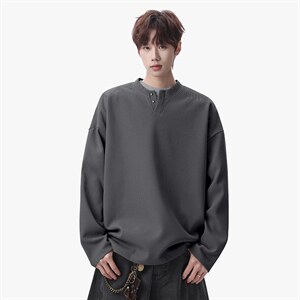 卫衣男春季新款港风宽松华夫格大码长袖T套头外套CX5701-特P28，男装T恤，星座214-3