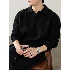 冬季polo领老钱风高品质800g大码美式针织毛衣男MY124-特P50控128，男装针织衫/毛衣，电商A001-1