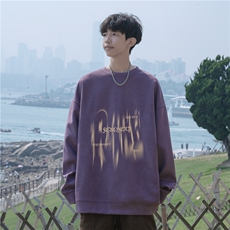 2025秋季新款潮流印花麂皮绒宽松圆领卫衣wyjp-3859-特p35-控69，男装卫衣，星座605(原A050)
