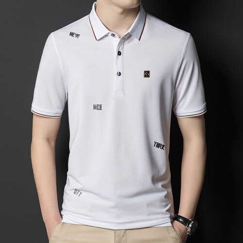 夏季新款男士翻领短袖t恤中年有领男装上衣服休闲POLO衫图片
