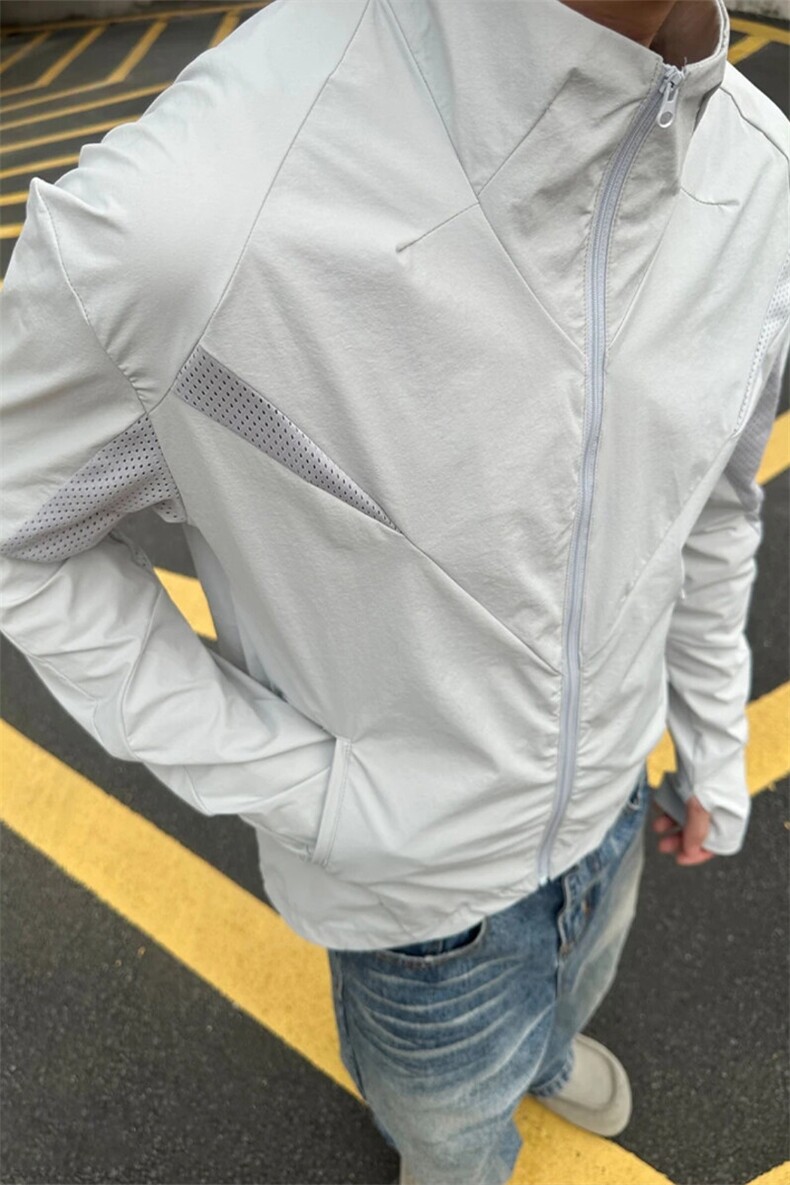 （网图慎用）连帽特批P55立领特批P50百搭激光冲孔防晒衣男J5257,男装夹克,电商A001