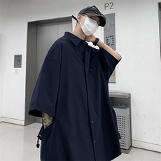 夏季日系翻领大口袋短袖衬衫男士设计感休闲美式衬衣CS036-P35，男装衬衫，星座308B-1